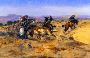 Cuando los vaqueros se meten en problemas 1905 Charles Marion Russell Pinturas al óleo